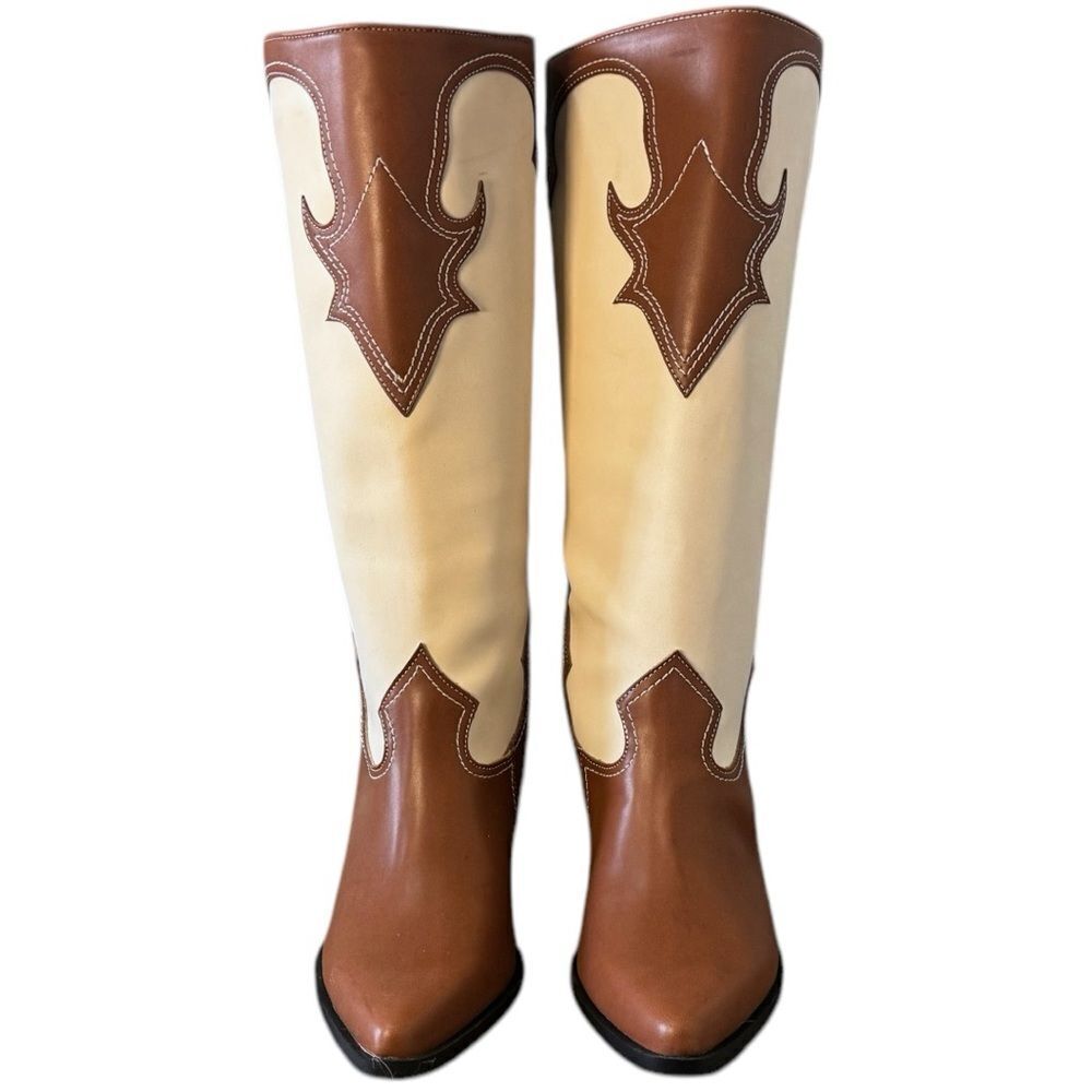 Zodiac Brown/Plaster Western Tall Boots NEW Size 10 - Picture 7 of 13